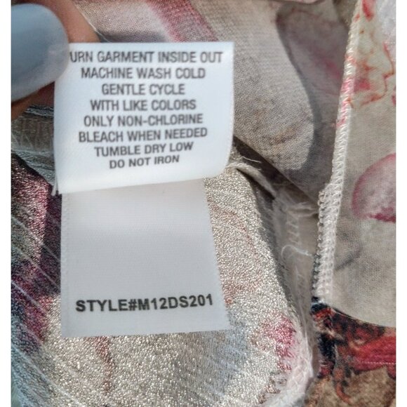 Roz & Ali Sparkle Floral Top Size L Fairy Flowy Artsy Flutter Stretch - Picture 9 of 9